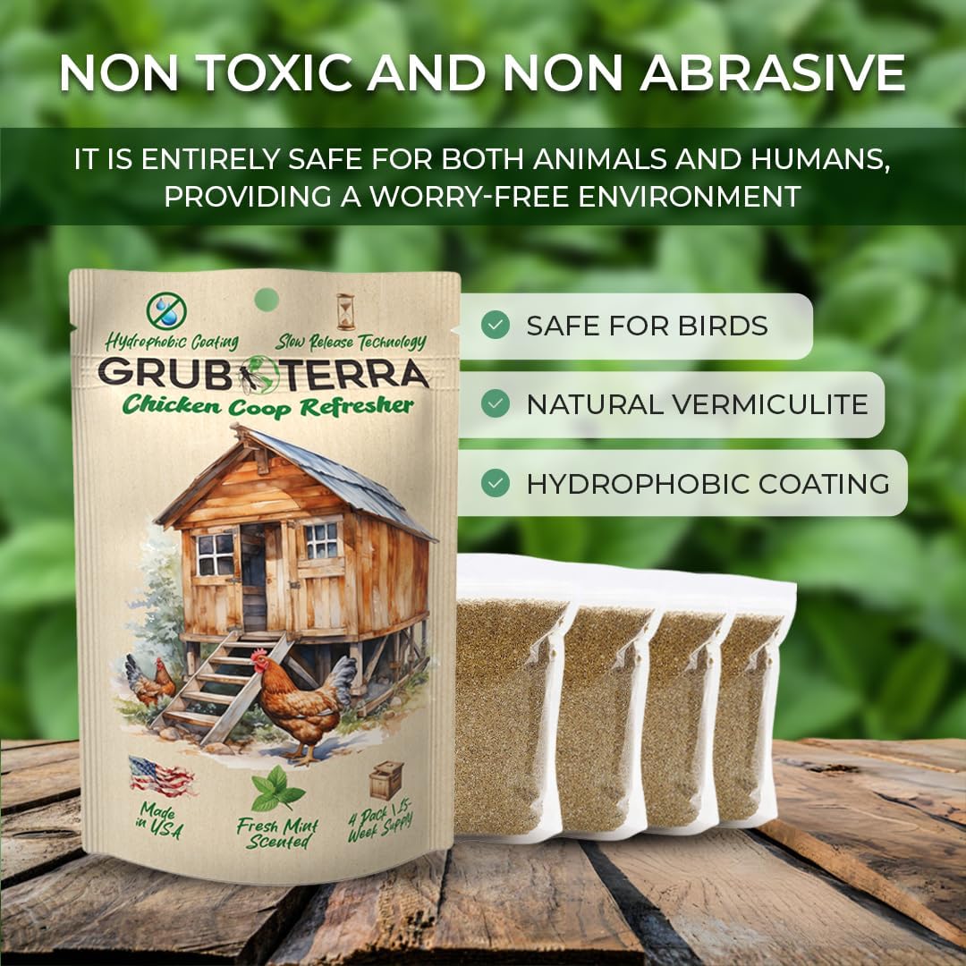 GrubTerra Coop Refresher Odor Freshener for Chicken Pen, Suitable for Chicken Waterer and Chicken Feeder, Smell Control Solution for Clean and Fresh Chicken Living Environment