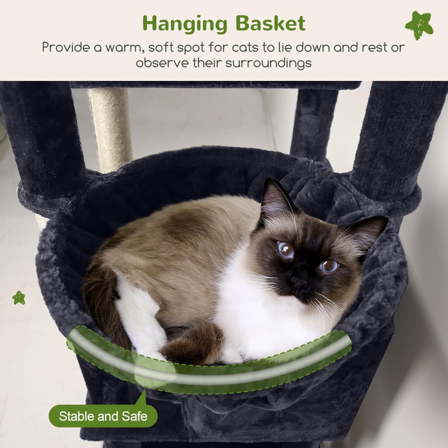 Globlazer Sturdy Cat Tree for Large Cats, 77 inch Large Cat Climbing Tower for Indoor Adult Cats, Cat Scratching Tower with 5 Scratching Posts, 3 Cat Condos, 2 Top Perches, S77, Dark Grey