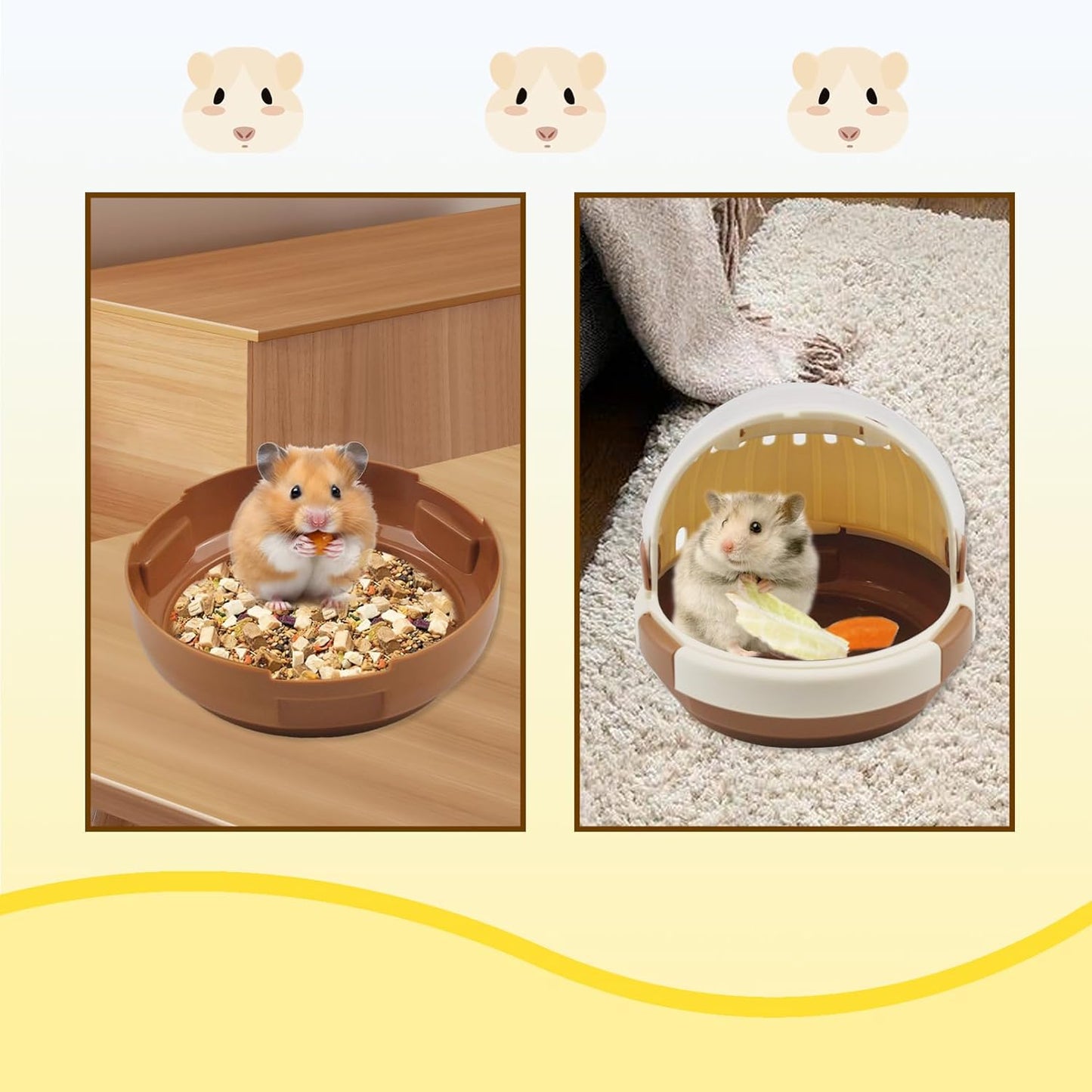 Hamster Carrier Cage Portable Cages Small Animals Carry Travel Case with Water Bottle Plastic Breathable Guinea Pig Outgoing Cage for Dwarf Hamster Ferret Chinchillas Hedgehog (Brown)