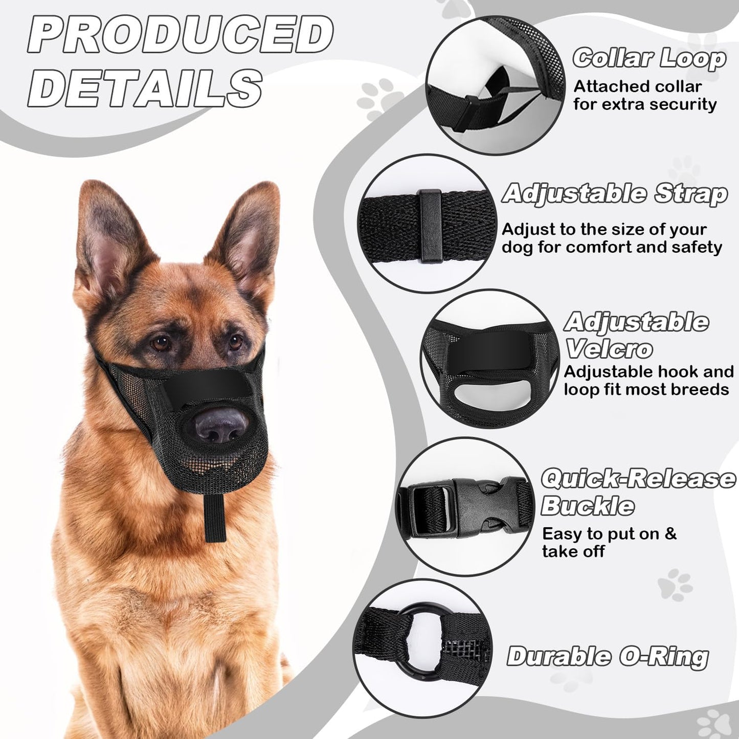 Dog Muzzle, Soft Air Mesh Muzzle for Small Medium Large Dogs Anti Biting Barking Chewing Scavenging, Breathable Adjustable Loop Pets Muzzle with Front Opening Design Allows Panting Drinking (Black,L)