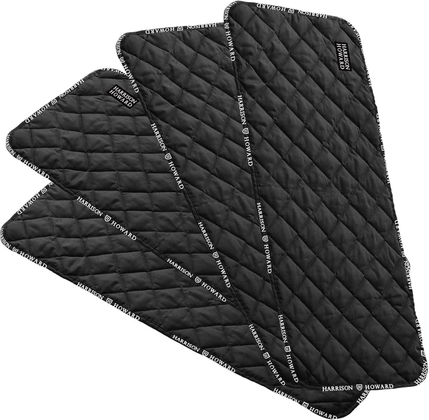 Harrison Howard Medicine-Retaining Shock-Absorbing Pressure Sores Prevention Quilted Leg Wraps for Horse Set of 4-Black M