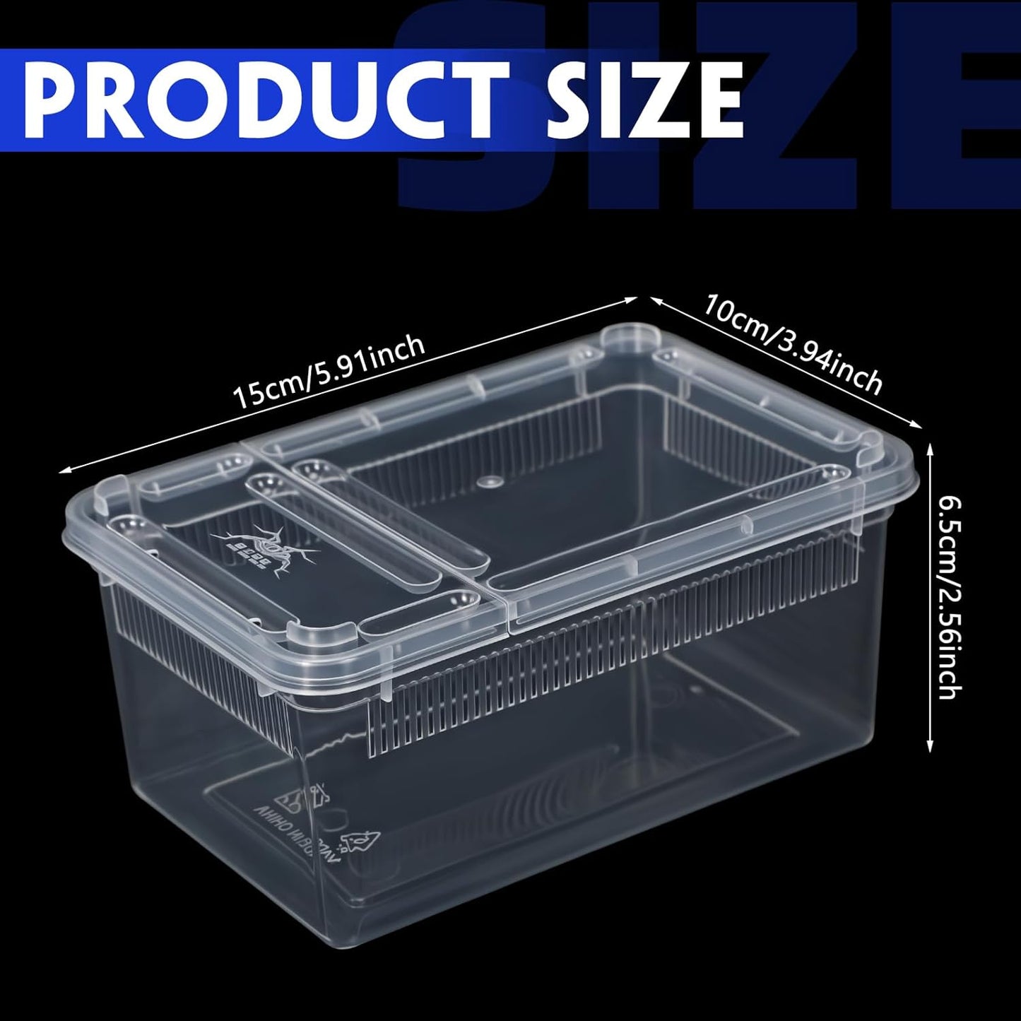 Irenare 8 Pcs Reptile Breeding Breeding Box Plastic Spider Terrarium Tarantula Feeding Box for Bearded Dragon Lizard Spider Gecko Scorpion (Vent Strips,5.9 x 3.9 x 2.5 Inch)