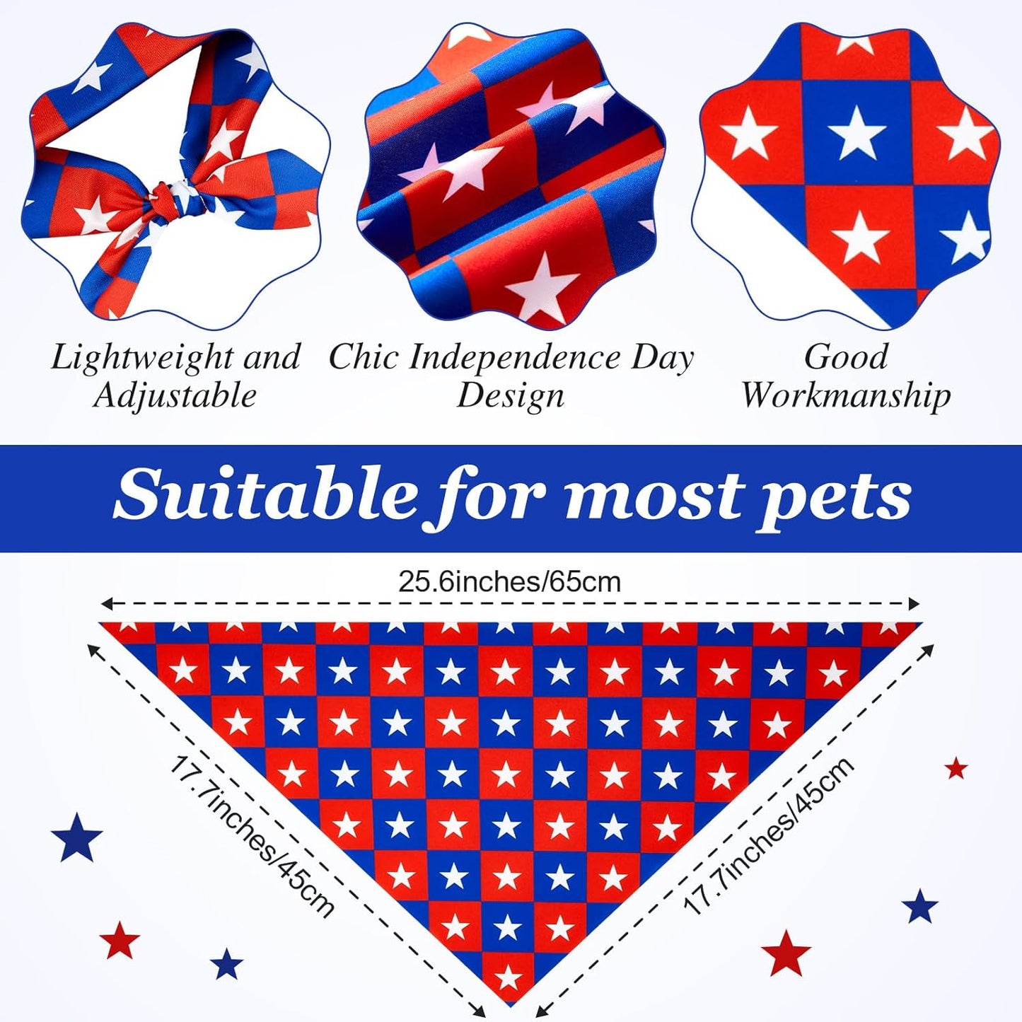 200 Pcs Patriotic Dog Bandanas Bulk Veterans Day Bandanas for Dogs American Flag Star Pattern Triangle Kerchief Bibs Scarf Set for Pet Party Costume Photo Props Accessories Pet Shops