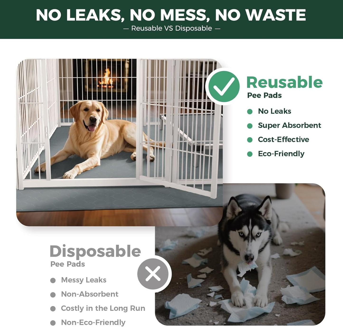 FXW Washable Pee Pads for Dogs, Puppy Pads with Super Absorbent, Specifically Designed for FXW Rollick/Homeplus 32inch 8 Panels Dog Playpen, 71" Square, Gray, 1 Pack