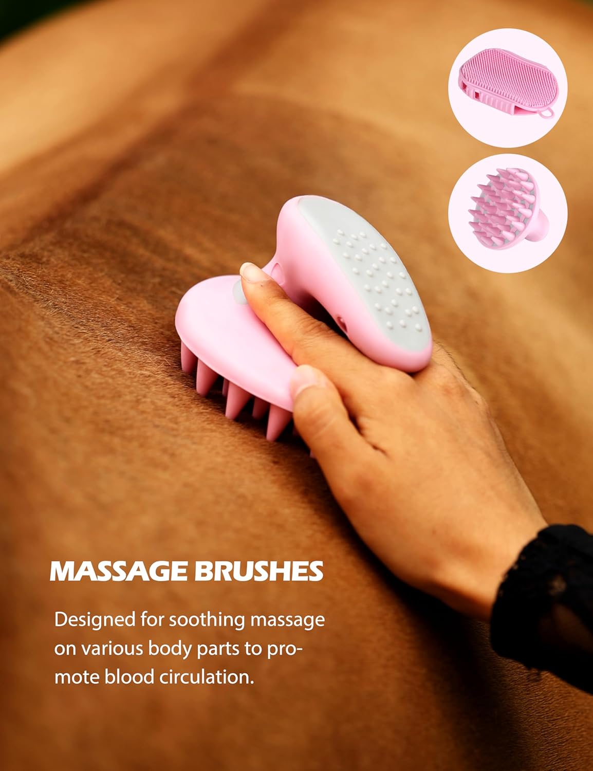 Harrison Howard Horse Grooming Kit 11-Piece Equine Care Series Horse Brush Sets with Organizer Tote Bag Tack Room Supplies Shedding Grooming Massaging Tools Pink Brushstroke Ponies