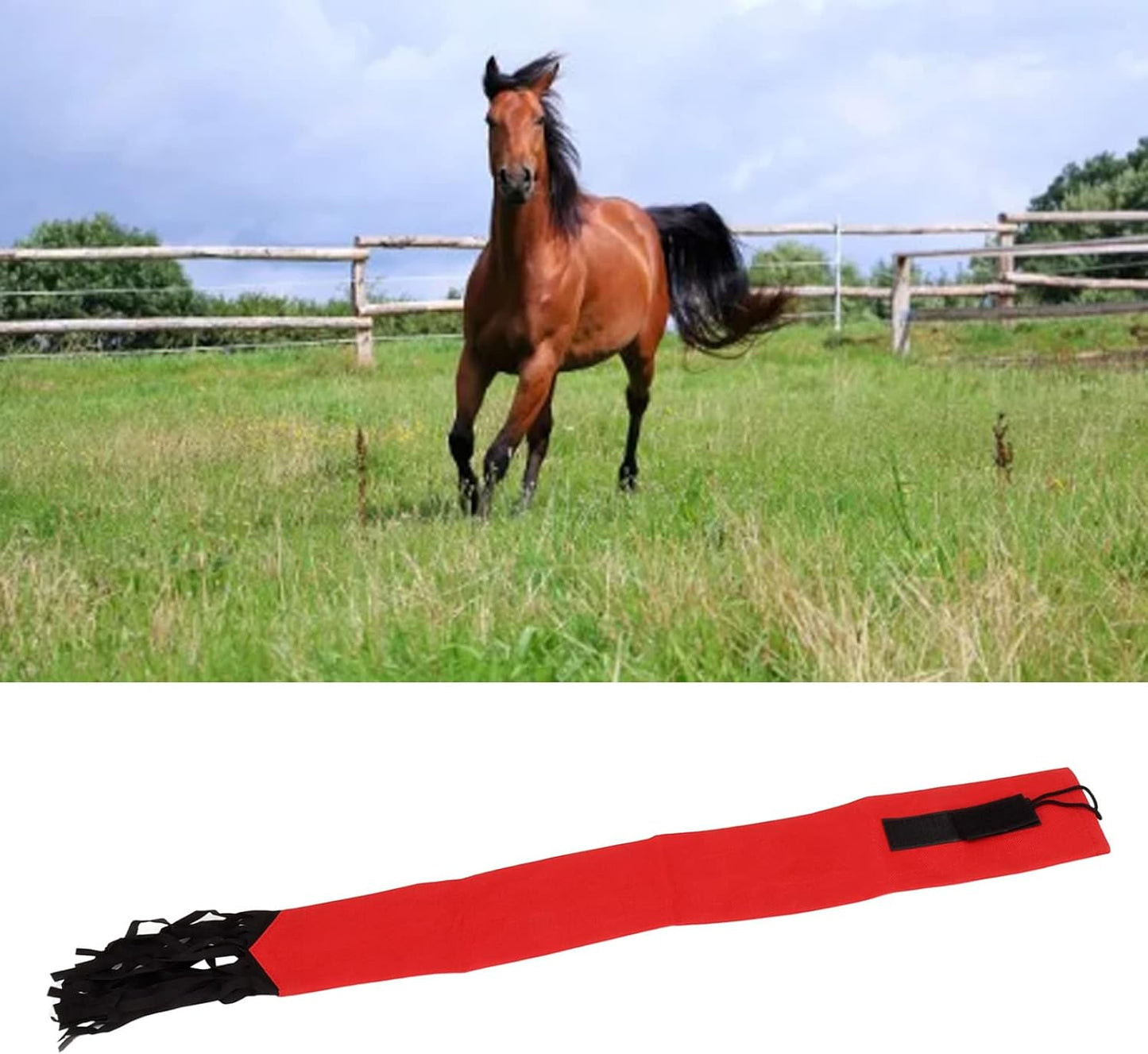 GLOGLOW Horse Tail Bag, Design Horse Tail Guard with Fringe for Keep Tail and Protected (Red)