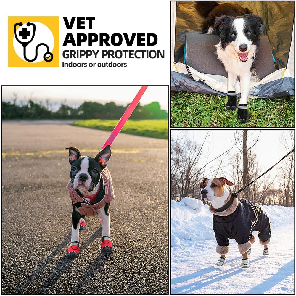 Hcpet Dog Boots for Large Dogs, Dog Shoes for Hot Pavement Winter Snow, Paw Protector Dog Booties Designed for Comfort and Breathability, Outdoor Booties for Small Medium Dogs for Hiking Brown Size 2