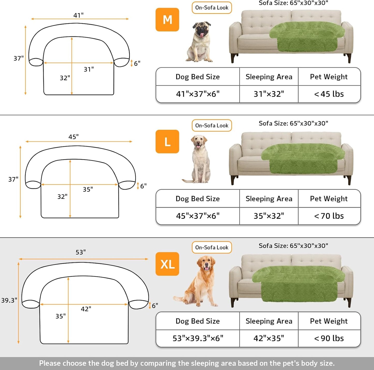 GGIB Calming Dog Bed Fluffy Plush Dog Mat for Furniture Protector with Removable Washable Cover for Large Medium Small Dogs and Cats (Extra Large (53x39.3x6), Grass Green)