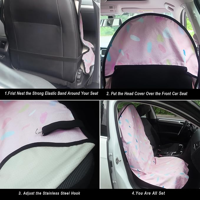 Car Seat Cover Protector Front Seats,for Gym Workout,Running,Swimming,Beach and Hiking,Waterproof Sweat Towel Bucket Seat Covers for Cars SUV Trucks (Pink Marbling, 1Pcs)
