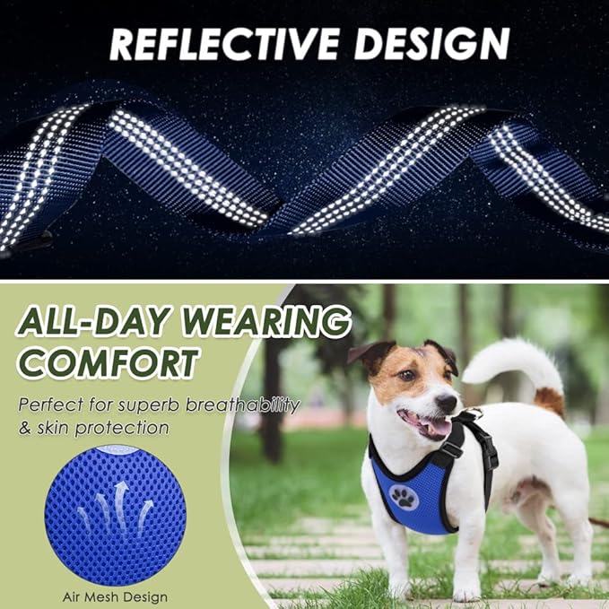 Lukovee Dog Seat Belt - Adjustable Dog Car Harness for Large, Medium, Small Dogs - Soft Padded & Breathable Mesh Dog Seatbelt with Vehicle Connector Strap (Blue, X-Small)