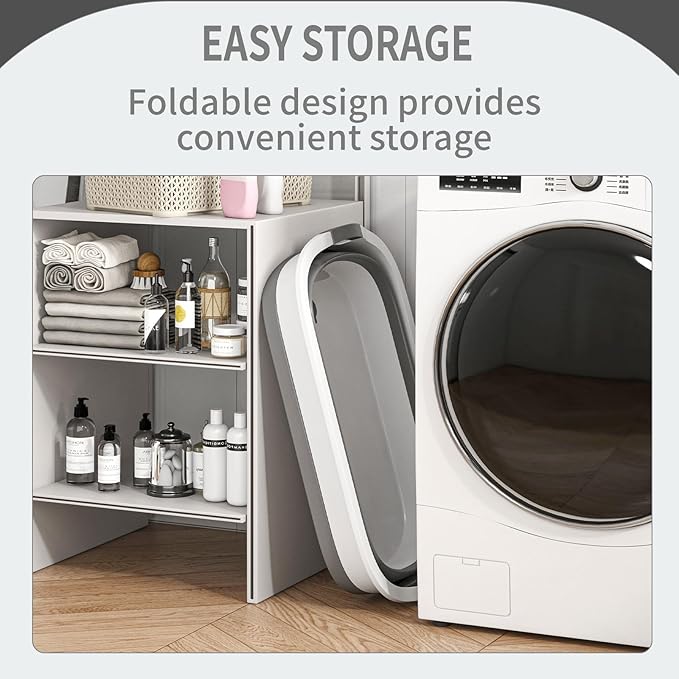 Collapsible Dog Bath Tub for Small Dogs & Cats, Portable Puppy Bath Tub with Water Drain Plug, Space Saving Foldable Pet Bathtub for Indoor & Outdoor Use, Grey