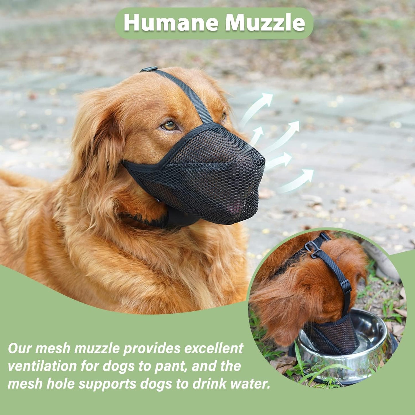 Mayerzon Dog Muzzle, Patented Soft Mesh Muzzle for Small Medium Large Dogs for Scavenging Biting Licking and Chewing, Allows to Pant and Drink (M, Black)