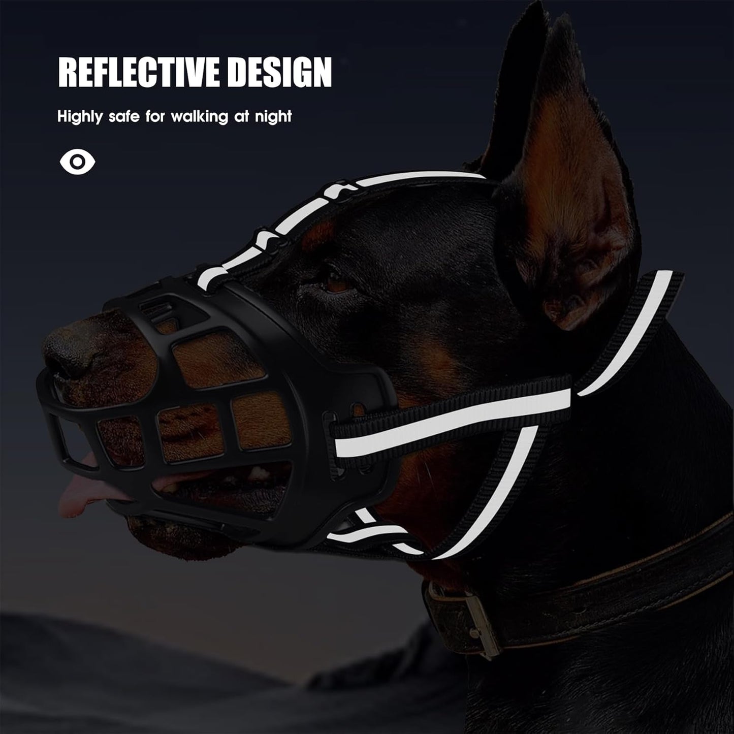 Dog Muzzle, Breathable Basket Muzzles for Small Medium Large Sized Dogs, Adjustable Humane Cage Mouth Cover for Grooming Biting Chewing, Allows Panting and Drinking (Soft Rubber, XXL)