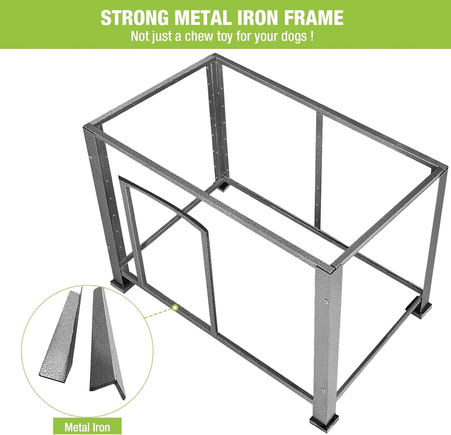 GUTINNEEN Chew Proof Dog House with Metal Iron Frame Outdoor Dog Kennel for Small Medium Large Indoor Dog Cage (33.5" L,Grey Color)