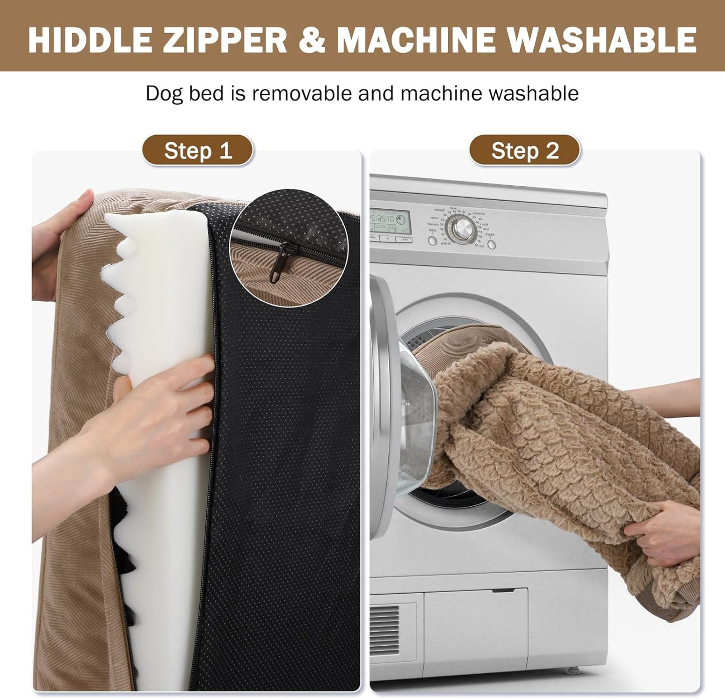 INVENHO Orthopedic Medium Dog Beds for Medium Dogs, Waterproof, Egg-Crate Foam Dog Couch Bed with Washable Removable Cover, Waterproof Lining and Nonskid Bottom