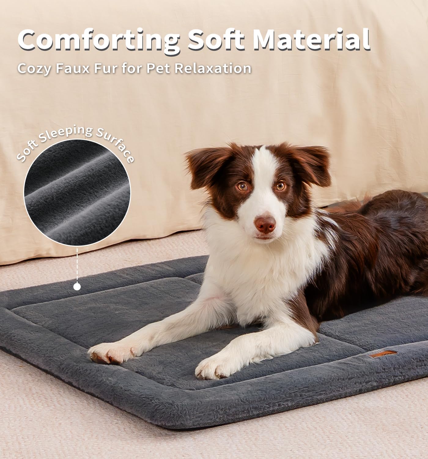 Made4Pets Dog Crate Pad Bed for Small Dogs, Washable & Reversible, Anti-Slip Kennel Mat for Cozy Sleeping, Soft Fluffy Dog Bed for Indoor & Outdoor Use, 24"x18", Dark Gray