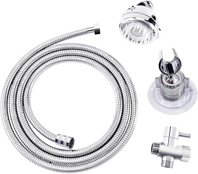 Pet Shower Set with 8.2ft Hose for Bathroom Shower Arm (Adhesive Holder)