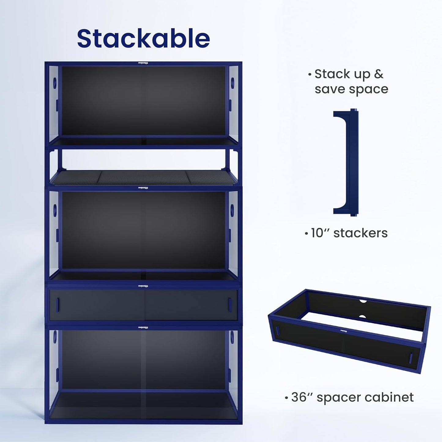 50 Gallon Bearded Dragon Tank, Reptile Enclosure for Easy Maintenance, Front Opening Reptile Tank with Top Screen Ventilation & Glass Sliding Door 36''x18''x18''