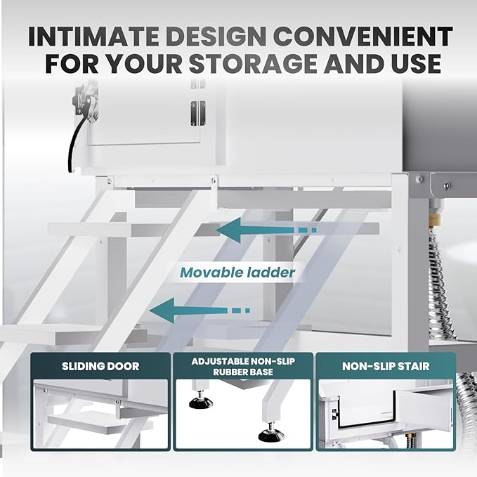 Dog Washing Station for Home, 38" White Professional Stainless Steel Dog Grooming Tub, Height Adjustable Dog Bathing Station, Upgrade Parts, Dog Bath Tubs for Small & Medium Dogs(Left Stair)