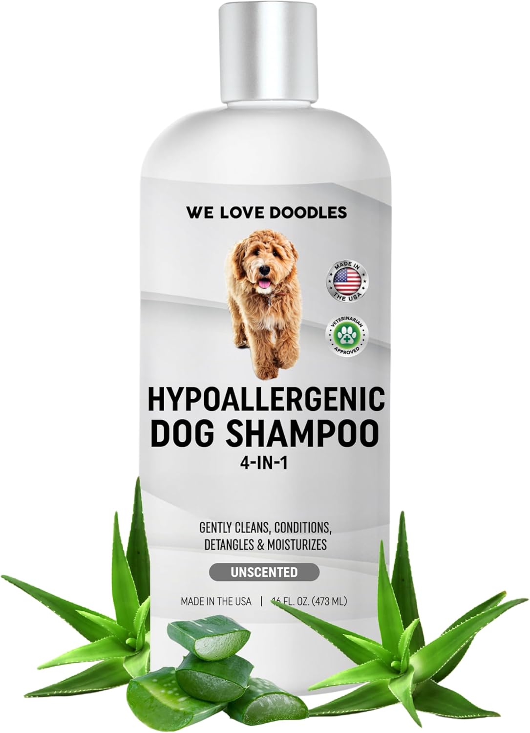 Hypoallergenic Dog Shampoo, Conditioner, and Detangler | Made in USA | Eco-Friendly Ingredients | Shampoo for Dogs with Sensitive Skin & Allergies | 16 OZ [We Love Doodles]