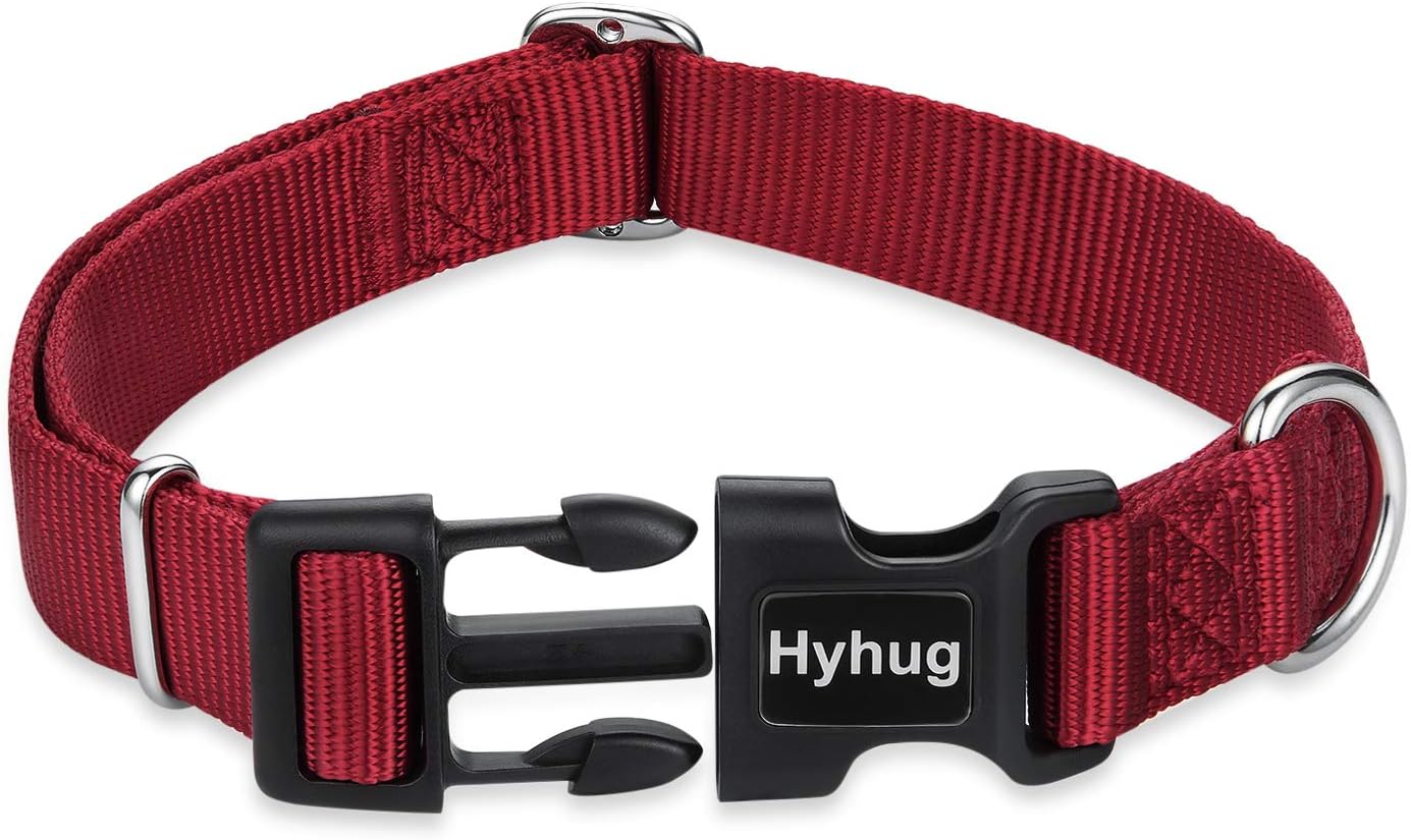 Hyhug Pets Classic Regular Solid Color Puppy Dog Collar (Small, Red)