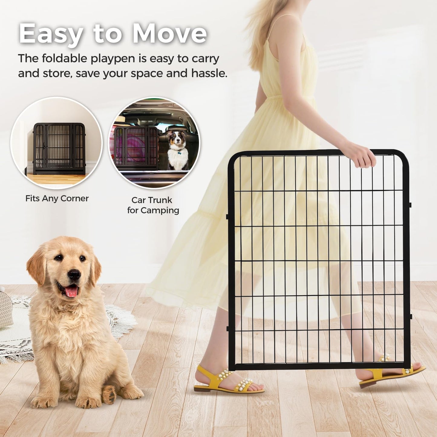 24 Inch Dog Playpen - 16 Panels Metal Pet Exercise Pen for Puppy, Indoor/Outdoor Dog Fence for Yard, Garden, Camping & RV Travel