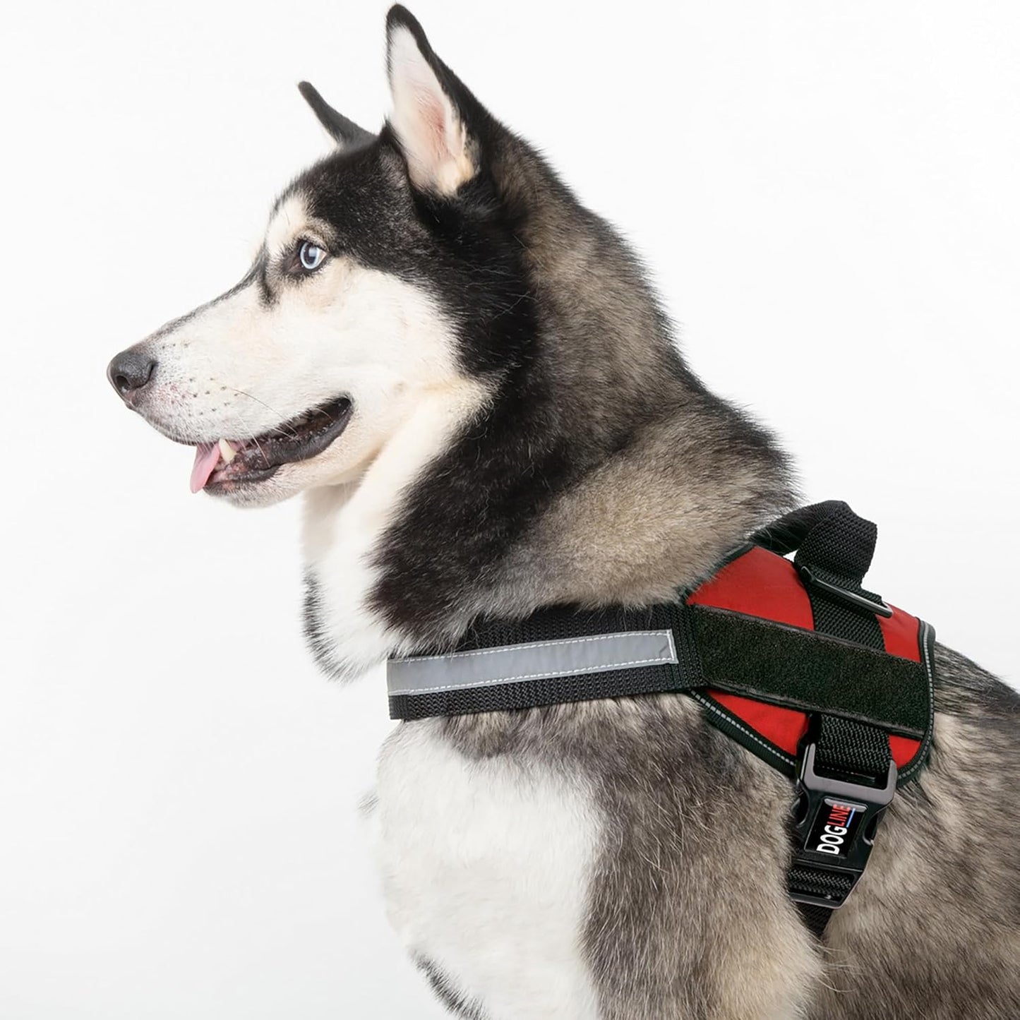 Dogline Dog Harness, Reflective No-Pull Adjustable Vest with Handle, Breathable No-Choke Harness for Small, Medium or Large Dogs Room for Patches Girth 27 to 34 in Red