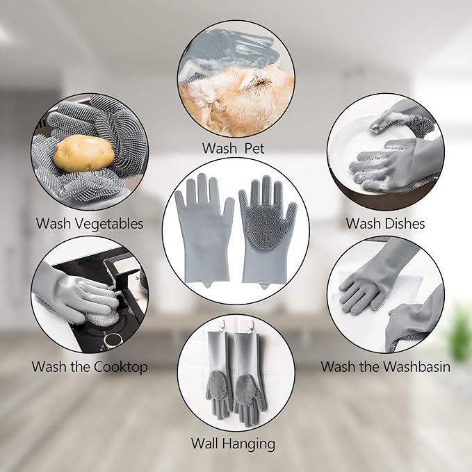 Pet Grooming Gloves - Gentle Dog Bathing Shampoo Brush - Massage Mitt with Enhanced Five Finger Design - Efficient Deshedding Glove for Dogs, Cats, Rabbits and Horses - 1 Pack