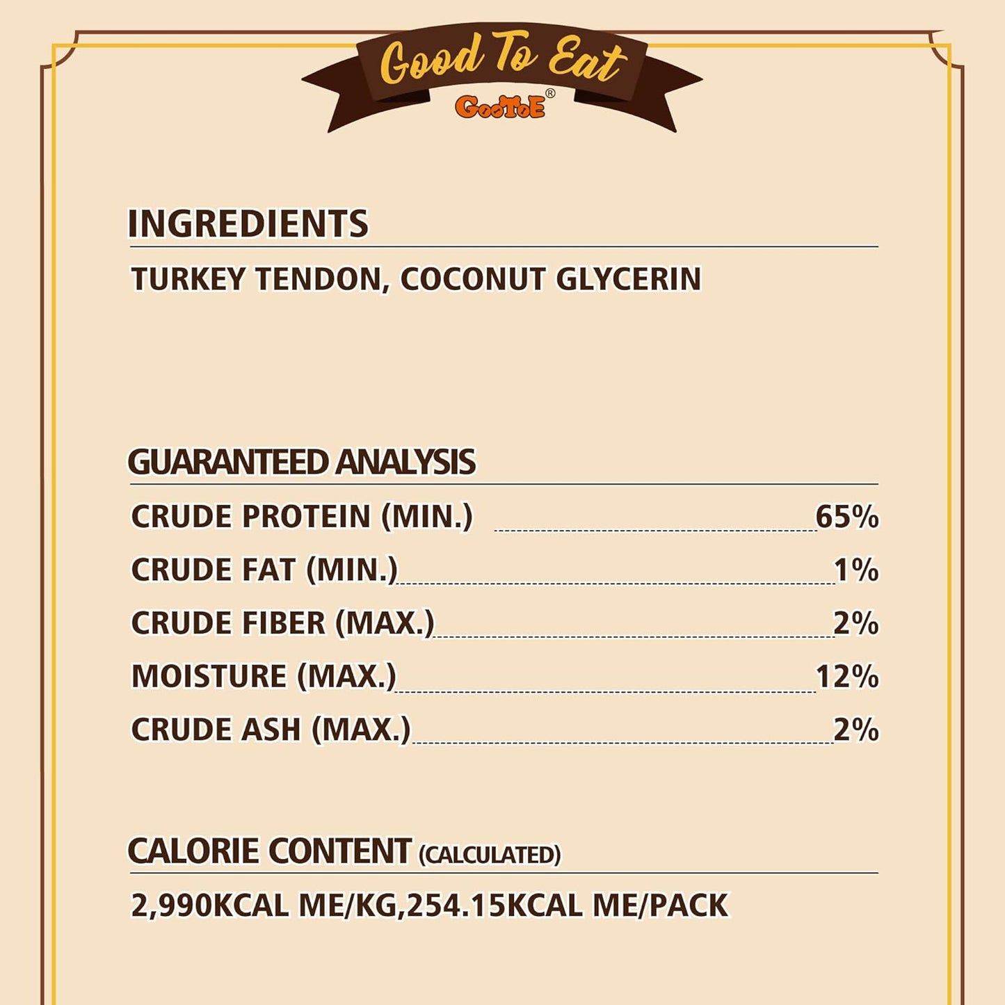 Gootoe Turkey Tendons for Dogs – All-Natural, Hypoallergenic Dog Treats, Rawhide Alternative, Long Lasting Puppy Chews, Healthy Dog Treats for Small Breeds, Strips, 3 oz Pack