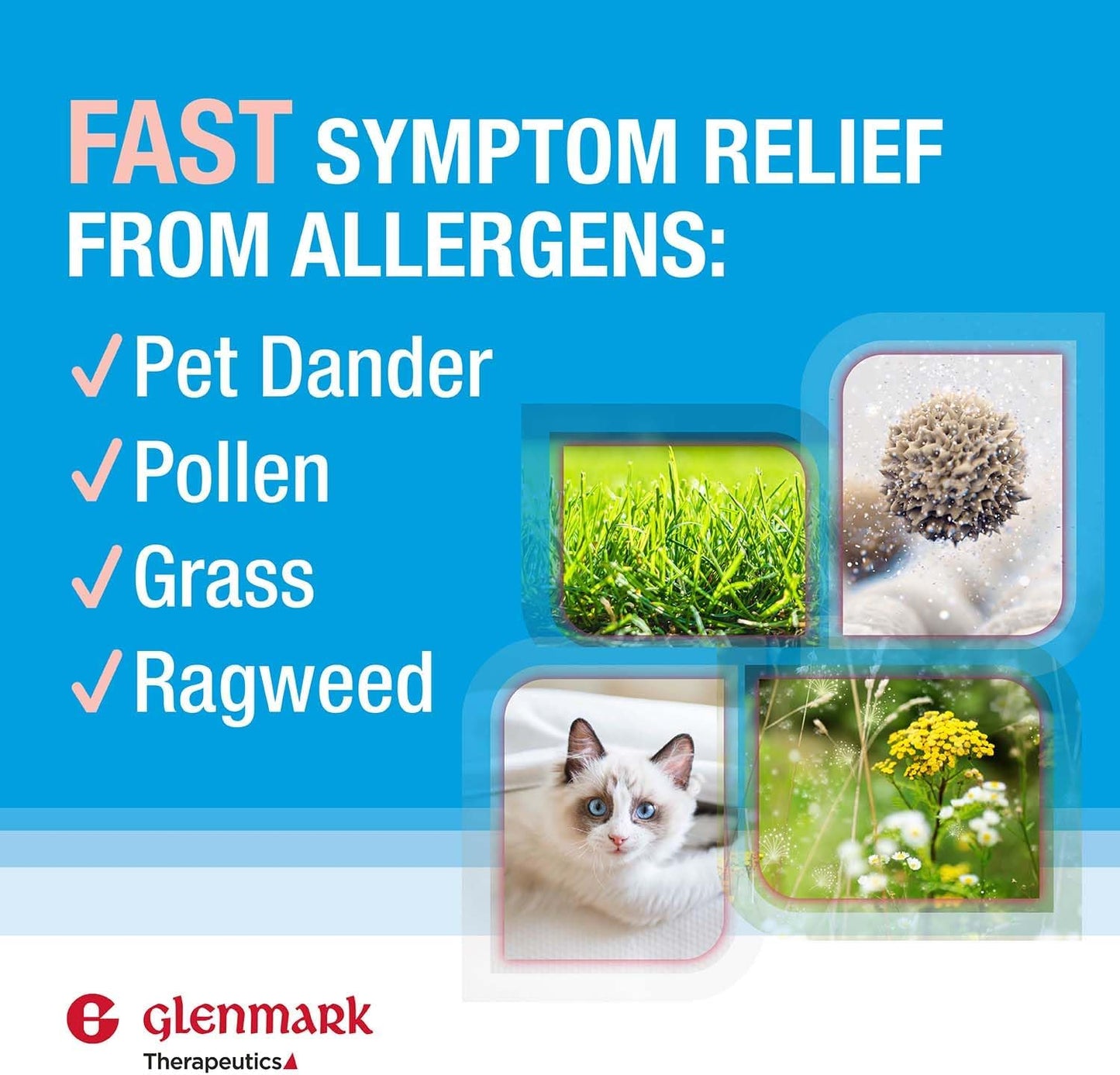 Glenmark Therapeutics Olopatadine Eye Drops for Allergies, Redness Relief, Antihistamine Eye Drops, Allergy Relief from Pet Dander, Pollen, Grass, Ragweed, Works in Minutes, Olopatadine HCl 0.1%, 5ml