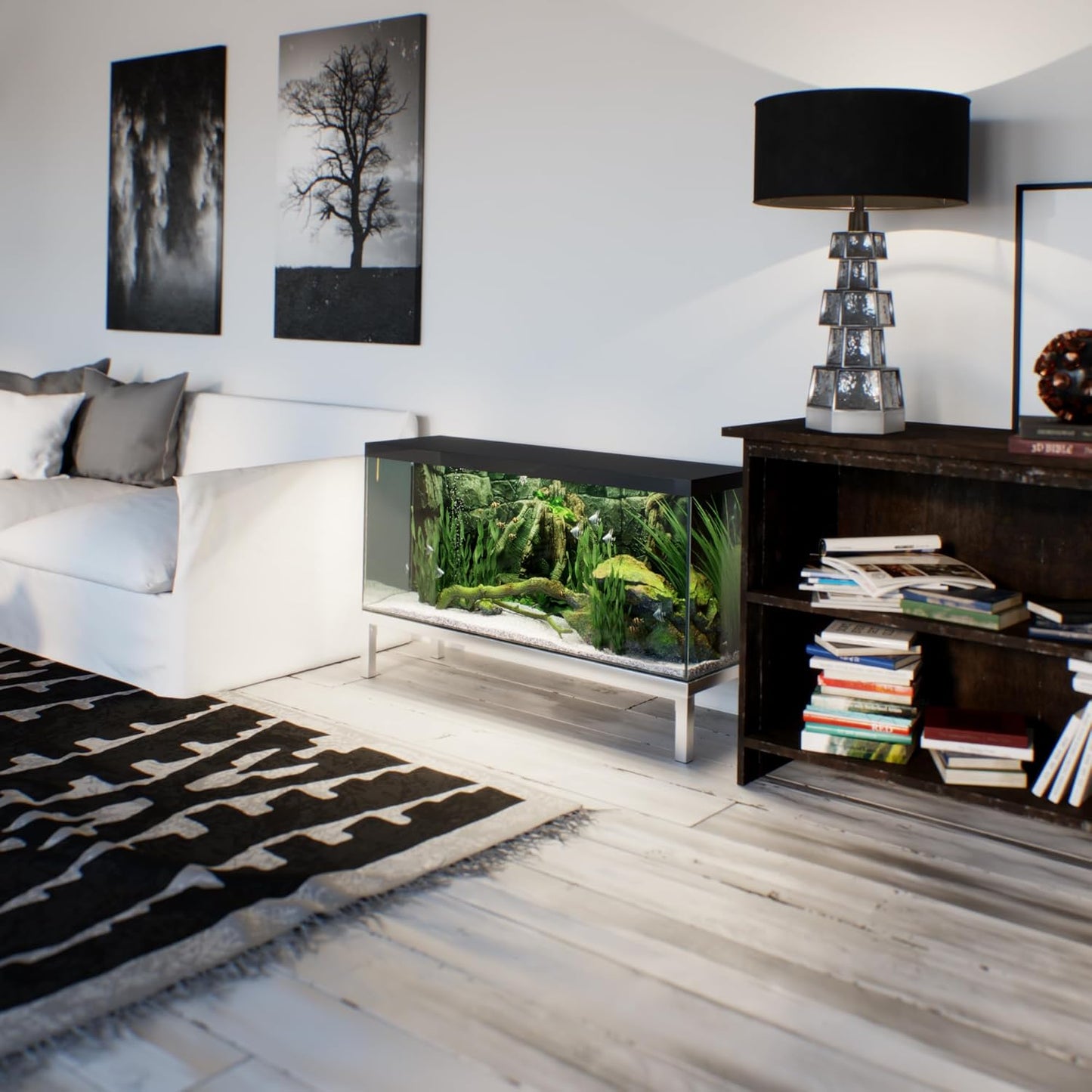 14 in X 48 in. Aquarium Stand | Industrial Style Aluminum Fish Tank Base with Open Frame Design