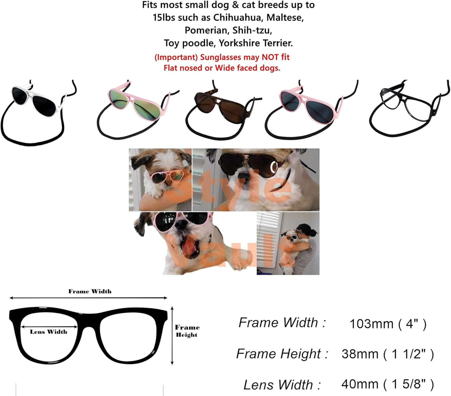 G029 Dog Cat Pet Aviator Sunglasses Glasses for Small Breeds up to 15lbs (Tortoise Brown)