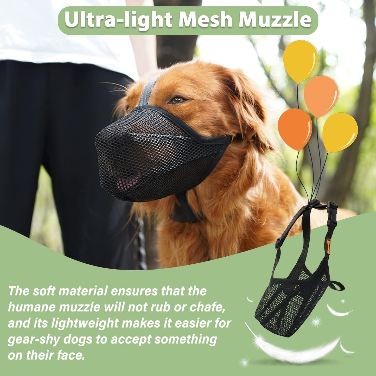 Mayerzon Dog Muzzle, Patented Soft Mesh Muzzle for Small Medium Large Dogs for Scavenging Biting Licking and Chewing, Allows to Pant and Drink (XXS, Black)