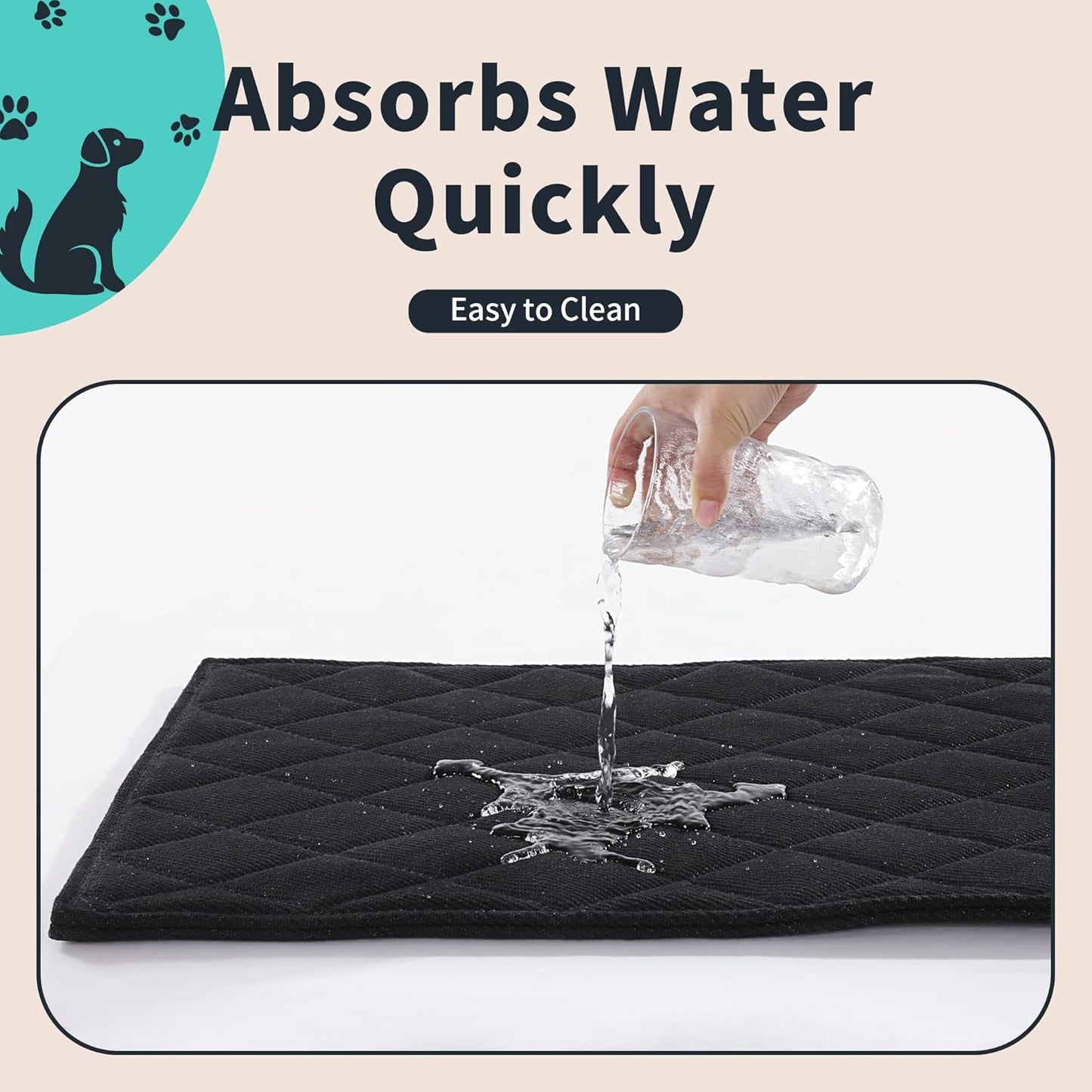 MABOZOO Indestructible Dog Bed, Chew Proof Crate Pad for Aggressive Chewers, Machine Washable Quilted Mat, Durable for Small and Medium Dogs, Black Kennel Pad (18x29 in)