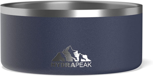 Hydrapeak Dog Bowl; Non Slip Stainless Steel; Water and Food Dish; Large Sized and Small Dogs; 32oz 64oz; Multiple Sizes | 8 Cup | Navy