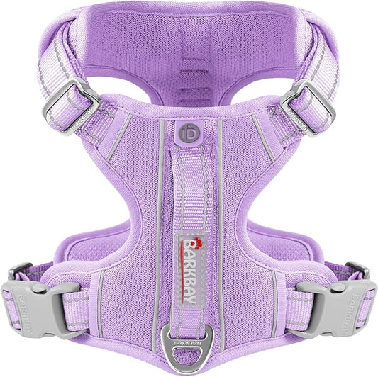 BARKBAY Dog Harness No Pull with ID Tag Pocket - Heavy Duty, Reflective, Easy Control for Large Dogs(Violet Purple,S)