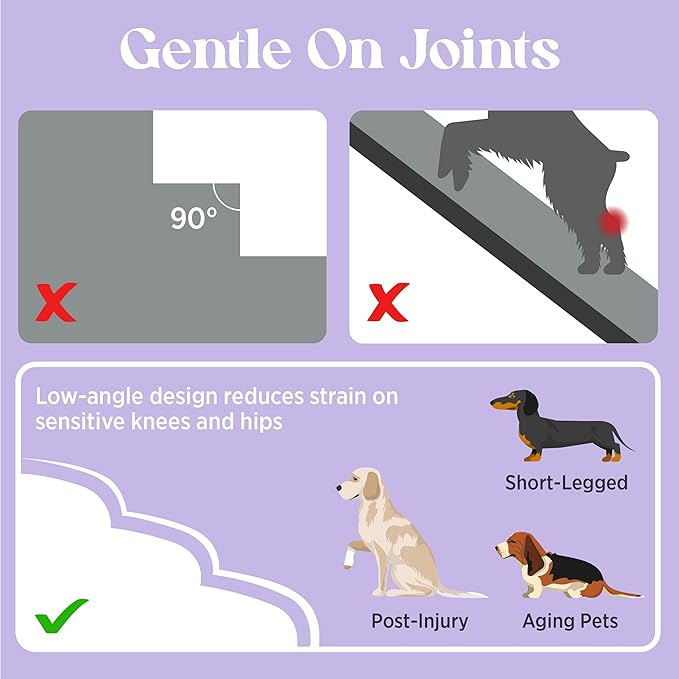 Lesure Dog Stairs for Small Dogs and Cats Pet Steps Ramp for Bed and Couch with CertiPUR-US Certified Foam with Non-Slip Bottom, Beige, 3 Steps