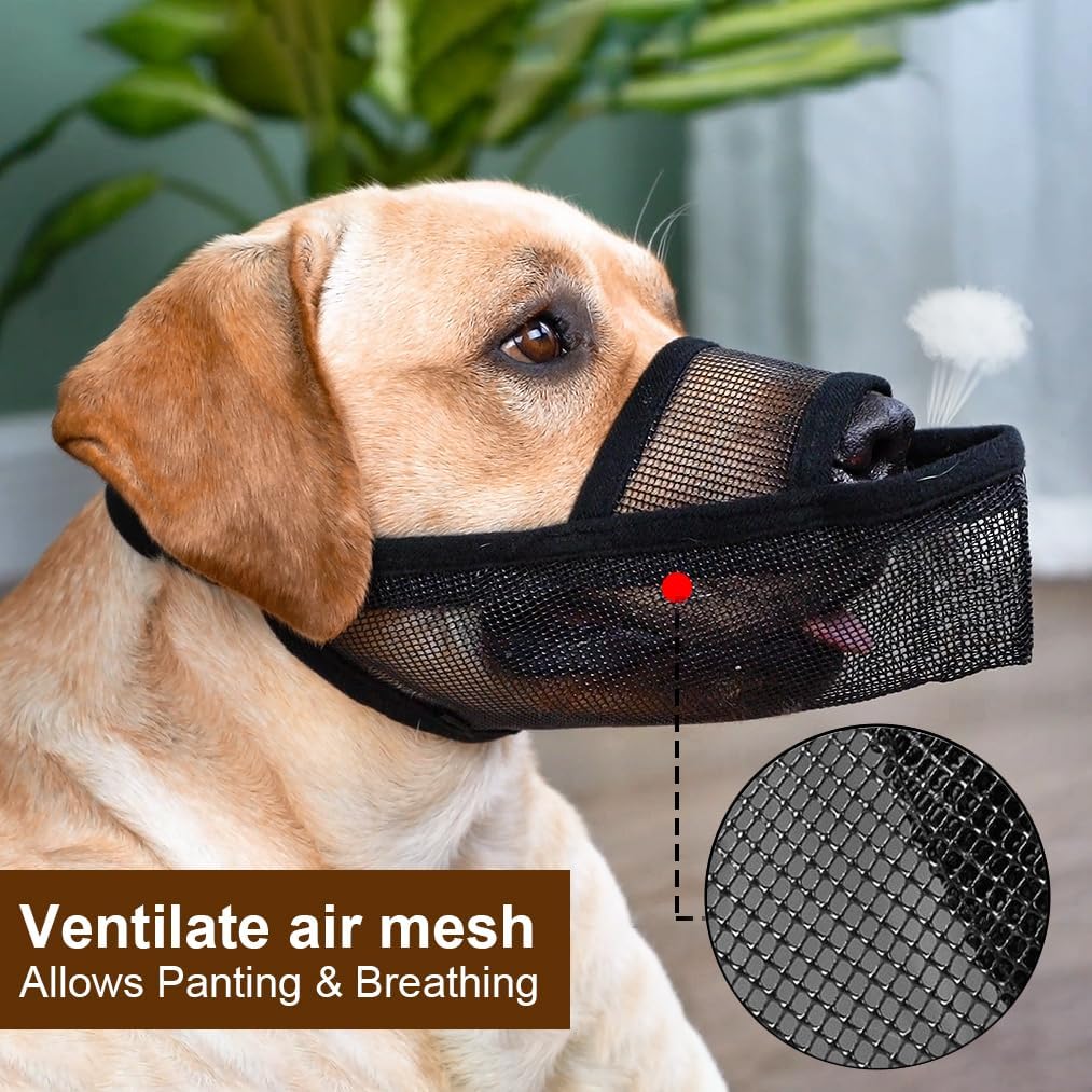 Crazy Felix Nylon Dog Muzzle for Small Medium Large Dogs Poodle Labrador Golden Retriever Doberman, Air Mesh Breathable and Drinkable Pet Mouth Guard for Anti-Biting Chewing Scavenging(L, Grey)