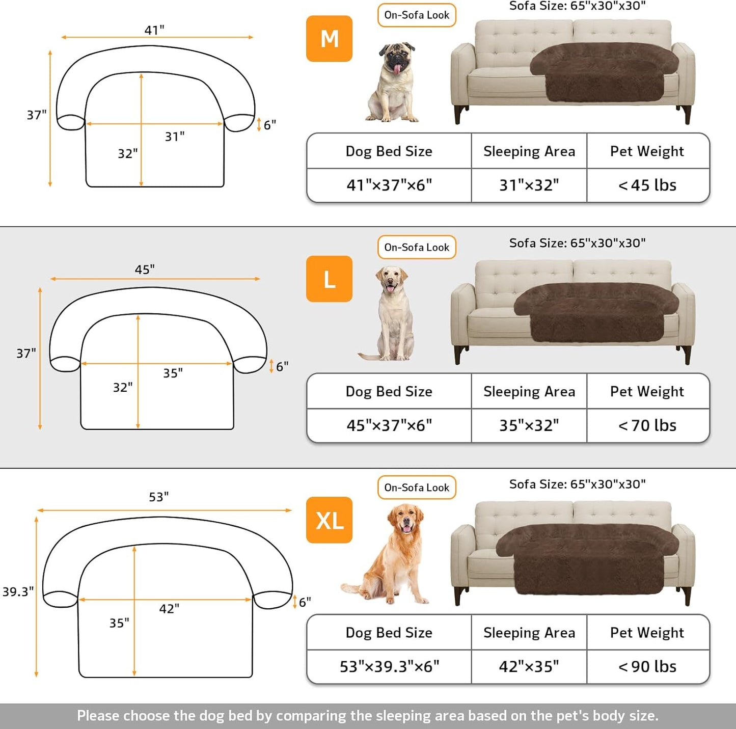 GGIB Calming Dog Bed Fluffy Plush Dog Mat for Furniture Protector with Removable Washable Cover for Large Medium Small Dogs and Cats (Large, Coffee)