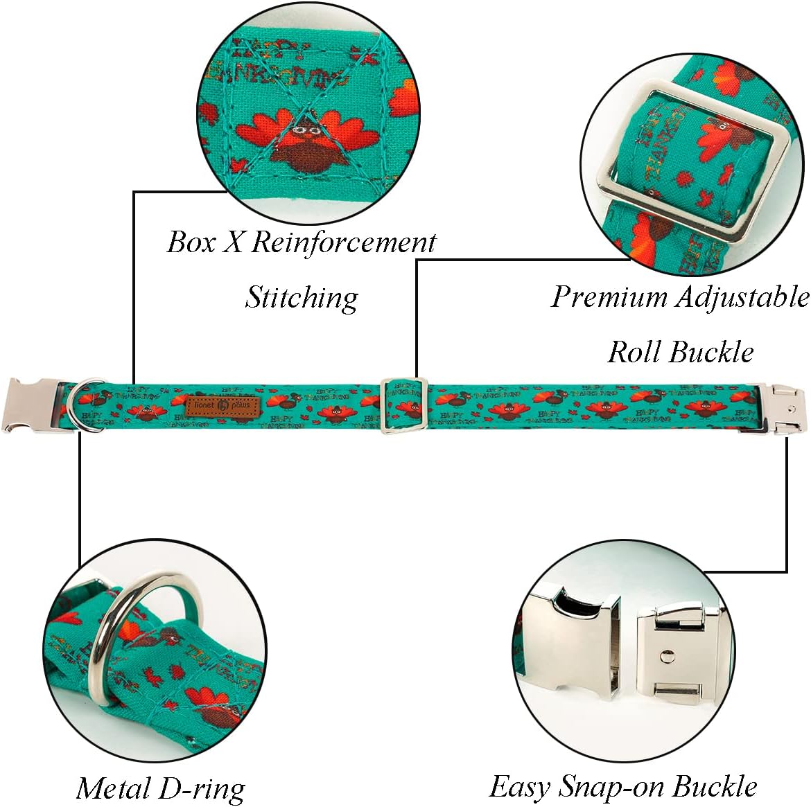 Lionet Paws Thanksgiving Day Dog Collar with Bowtie, Dog Sailor Bow Collar with Metal Buckle for Dogs, Adjustable Comfortable Dog Collar Girl Gift, L, Neck 16-24 in