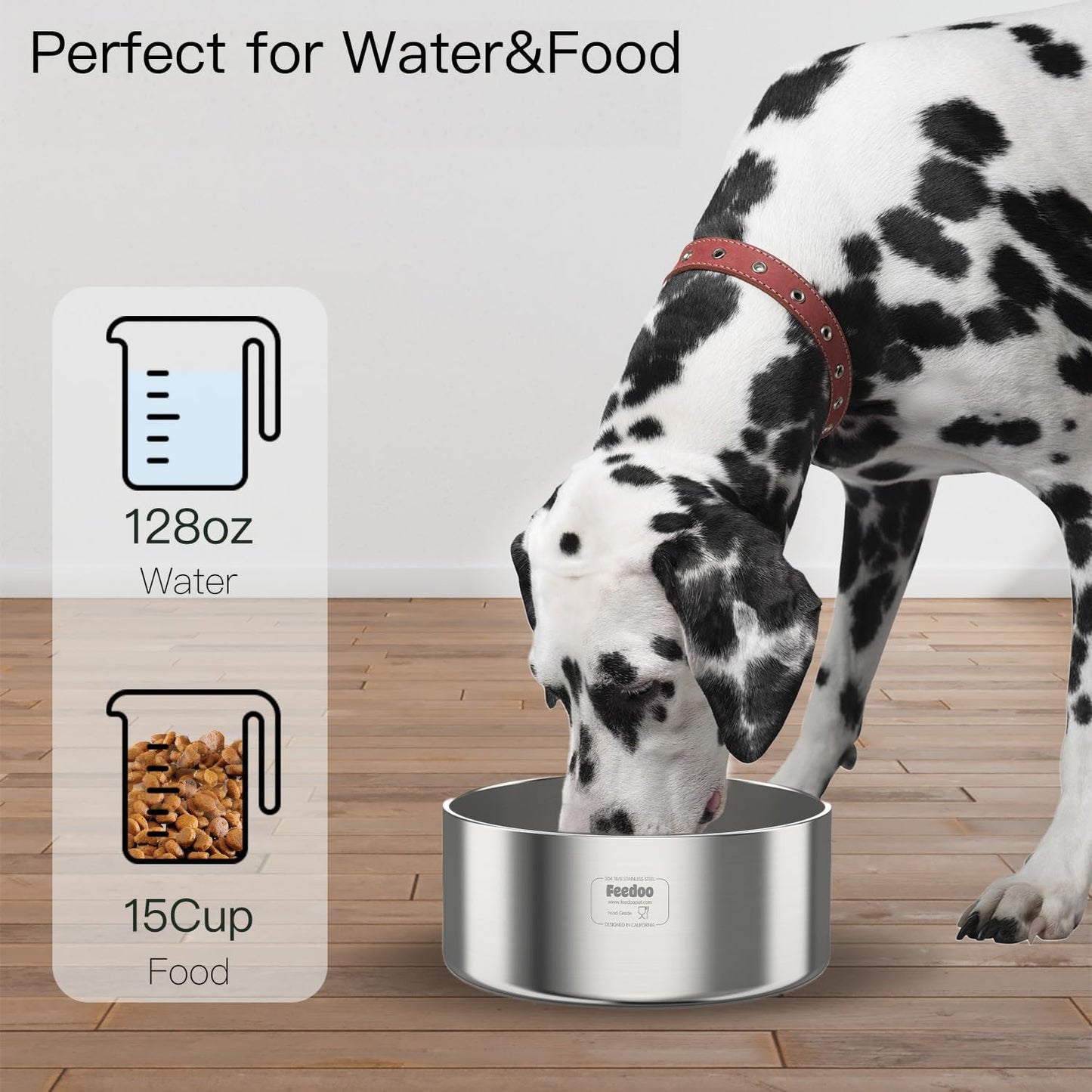 1Gallon Double Layer 304 Stainless Steel Dog Bowl - Insulated & Durable | Non-Slip Base | Easy to Clean | BPA-Free Safe Dog Water Bowl[128oz for Large Giant Breeds]