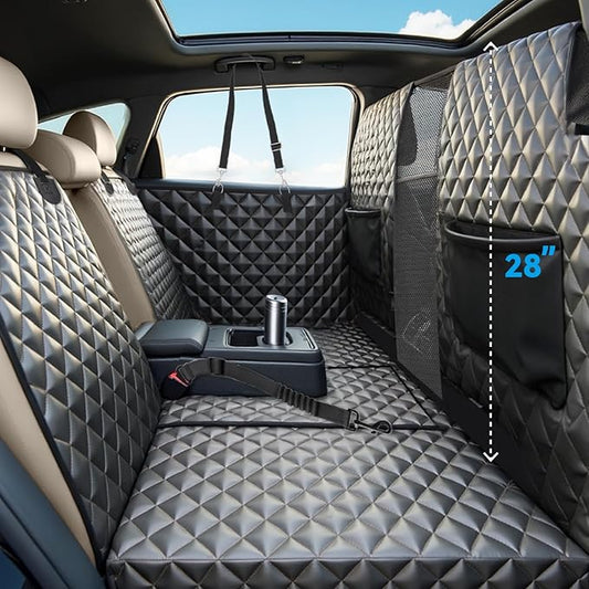 High Barrier Dog Car Seat Cover,Waterproof Back Seat Extender for Dogs,Car Seat Protector,Car Seat Cover Hard Bottom Holds 500 lbs,600D Nonslip Dog Hammock,Pet Car Bed for Cars,SUVs, Small Trucks