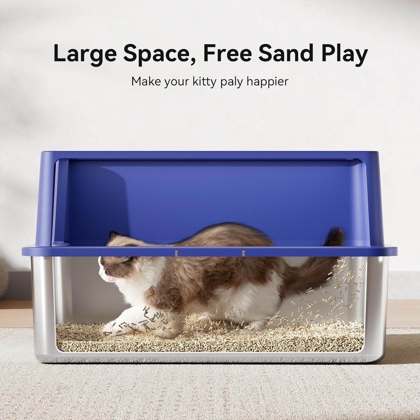 28" Extra Large Stainless Steel Cat Litter Boxes with Lid Metal Cat Litterbox Pan for Big Cats and Multiple Cats, Anti-Leakage, Easy Cleaning, Include Scoop