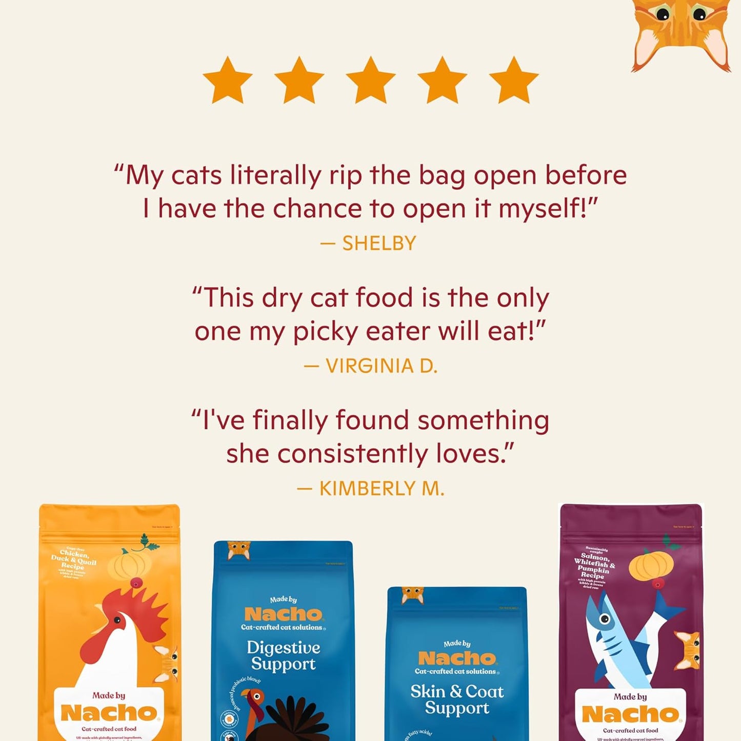 Made by Nacho Dry Cat Kibble 4lb Bag, High Protein Premium Cat Food with Freeze Dried Pieces, Cage-Free Chicken & Duck, Limited Ingredients, Single Bag