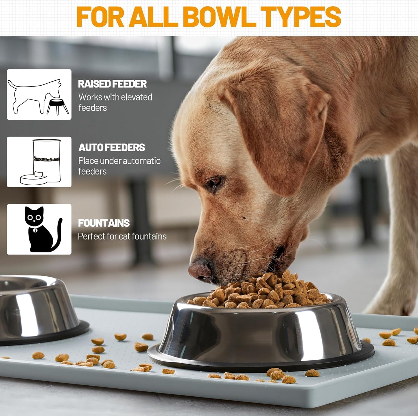 Hubulk Dog Feeding Mat,100% Waterproof Food Grade Silicone Pet Food and Water Bowl Placemat,Dishwasher, High Raised Edge to Prevent Spills,Nonslip Tray to Stop Messes on Floor（32"x24"x1.0", Mist）