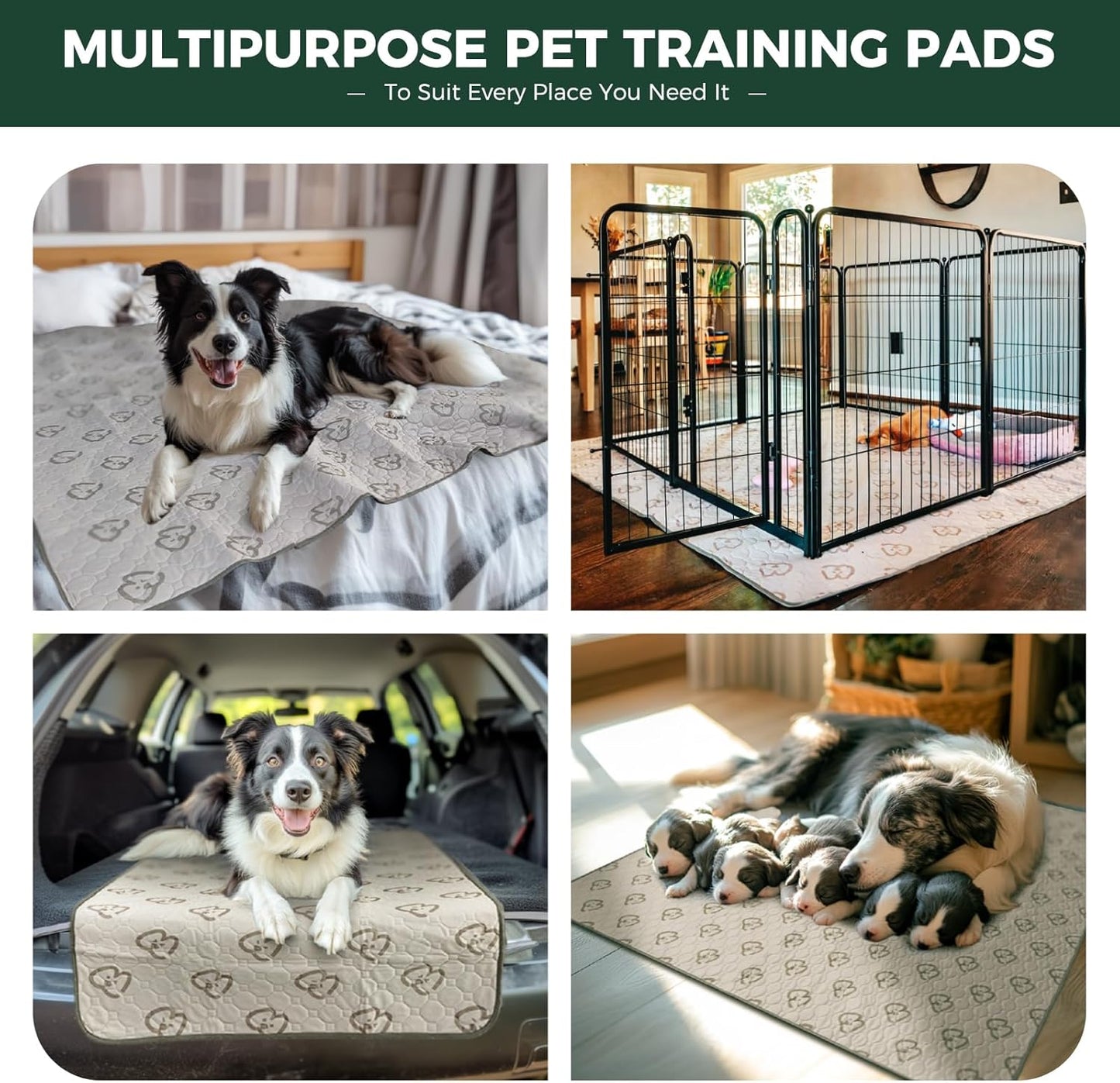 FXW Washable Pee Pads for Dogs, Puppy Pads with Super Absorbent, Specifically Designed for Whelping Box, 36" Round, Khaki, 2 Packs