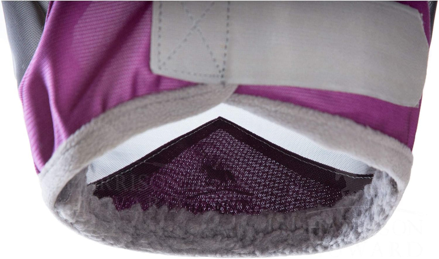 Harrison Howard CareMaster Pro Luminous Horse Fly Mask Large Eye Space Standard with Ears UV Protection for Horse Dark Magenta Medium Cob