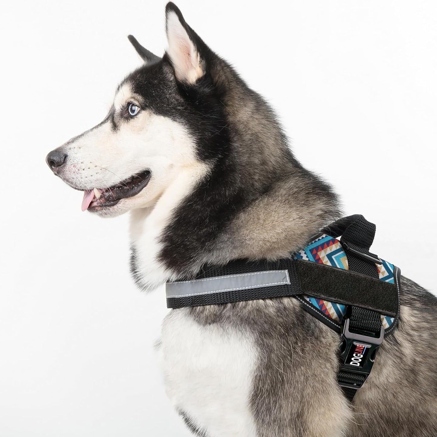 Dogline Dog Harness, Reflective No-Pull Adjustable Vest with Handle for Walking, Training, Breathable, No - Choke Harness for Small, Medium or Large Dogs Room for Patches Aztec Design 2 XL 33"-46"