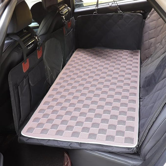 Non-Slip Pet Bed Mat for Back Seat Extender, Hair Resistant Dog Blanket for Hard Bottom Dog Car Seat Cover, Anti Slip Pet Linner Backseat Cover Blue/Plaid