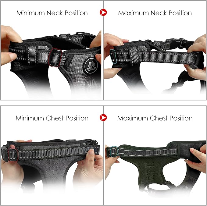 NESTROAD No Pull Dog Harness,Adjustable Oxford Dog Vest Harness with Leash,Reflective No-Choke Pet Harness with Easy Control Soft Handle for Large Dogs(Large,Black)